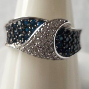 A Black sapphire  engagement ring, 925 silver, size 8, promise ring.